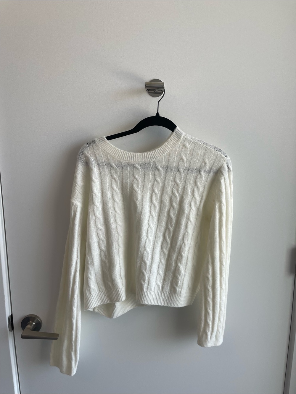 1 State Classic Cable Knit Crewneck Sweater - Cream